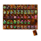 Amber American mahjong tiles, one of each tile laid out in a grid