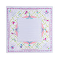 White and lime trellis mahjong mat with cocktails, flamingos and disco balls, shown flat from above on white