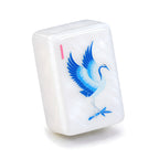 Single Blue Willow mahjong tile, front