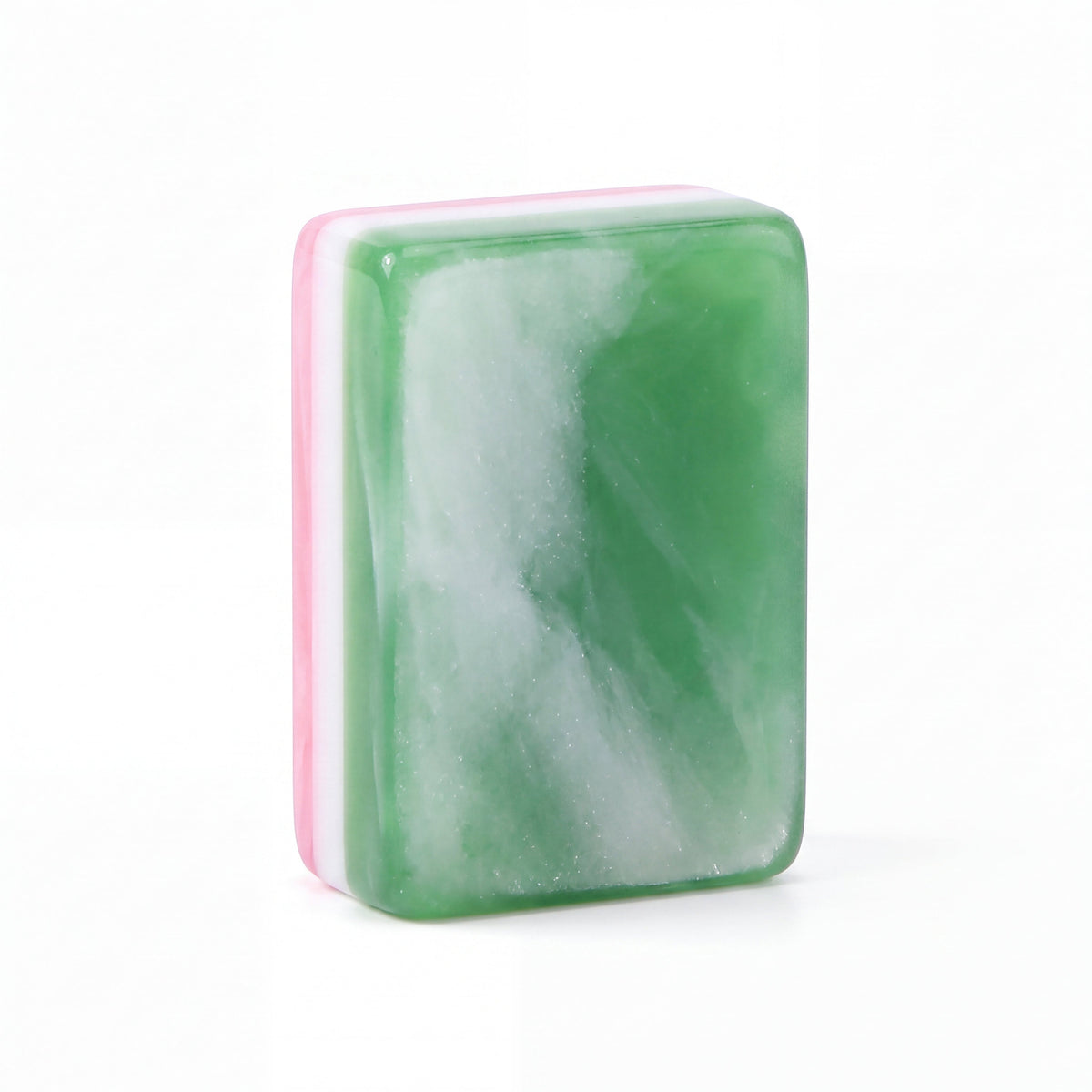 Single Empress mahjong tile from the back, showing the marbled jade green back