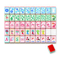 Holly American mahjong tiles, one of each tile laid out in a grid with one tile face down showing the red back