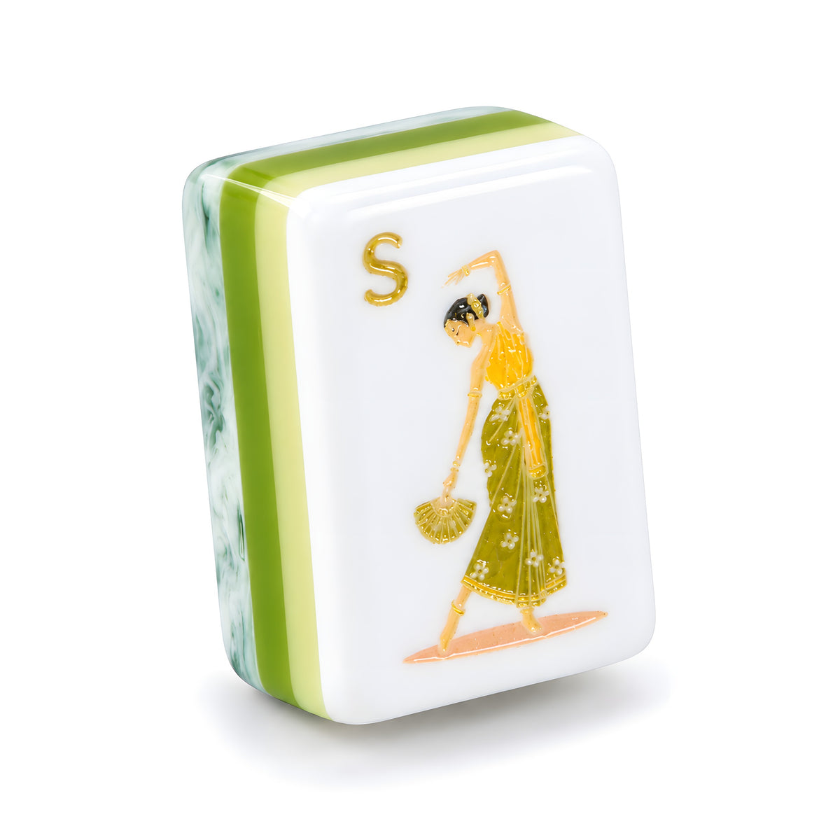 Single Jade Pavilion mahjong tile, front