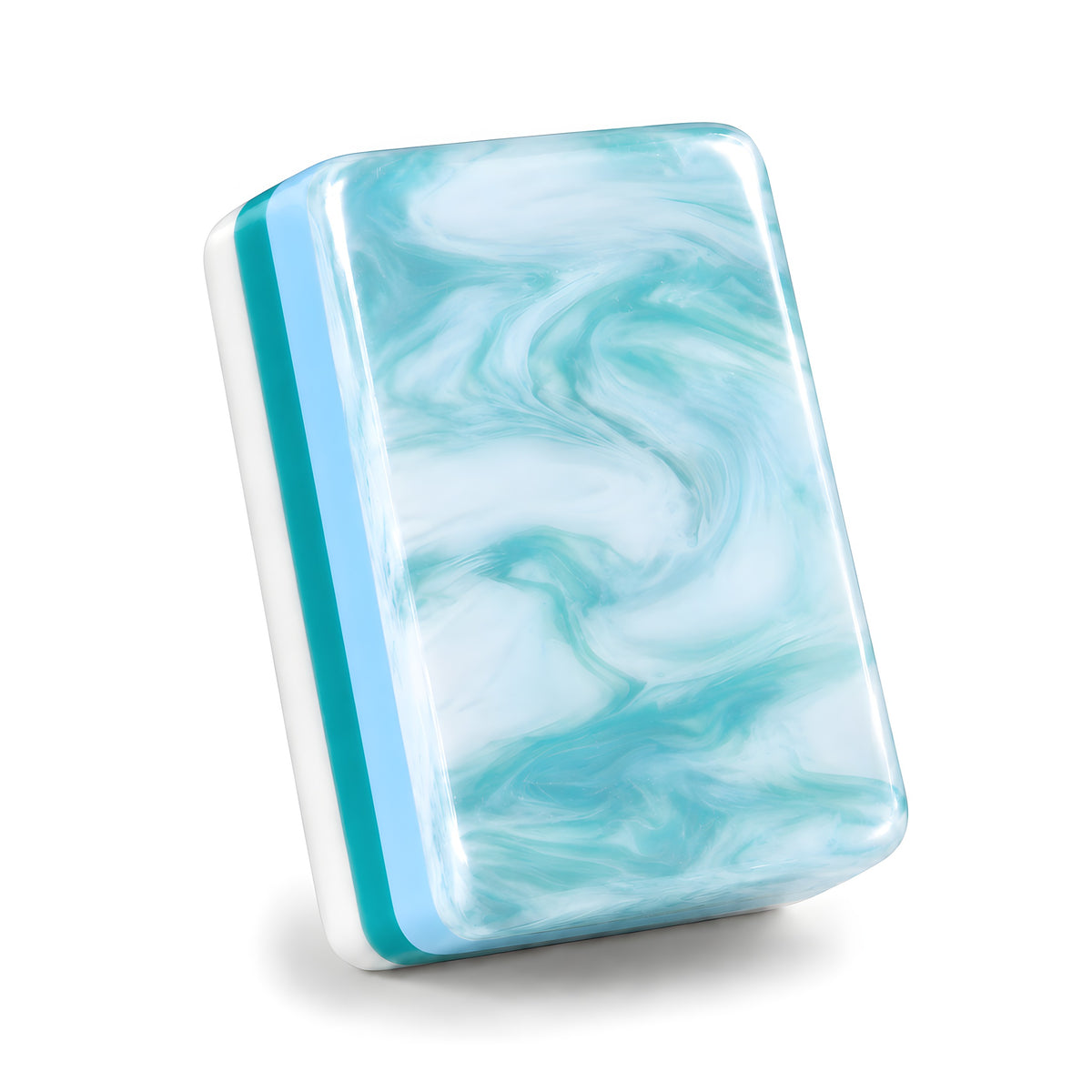 Single Lotus Pond mahjong tile from the back, showing the aqua marble back