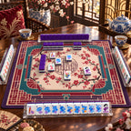 Plum Blossom mahjong tiles set up for a game at a tea party
