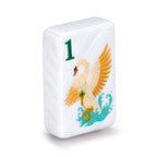 Single Princess Pearl mahjong tile showing the swan 1 Bam on pearly white acrylic