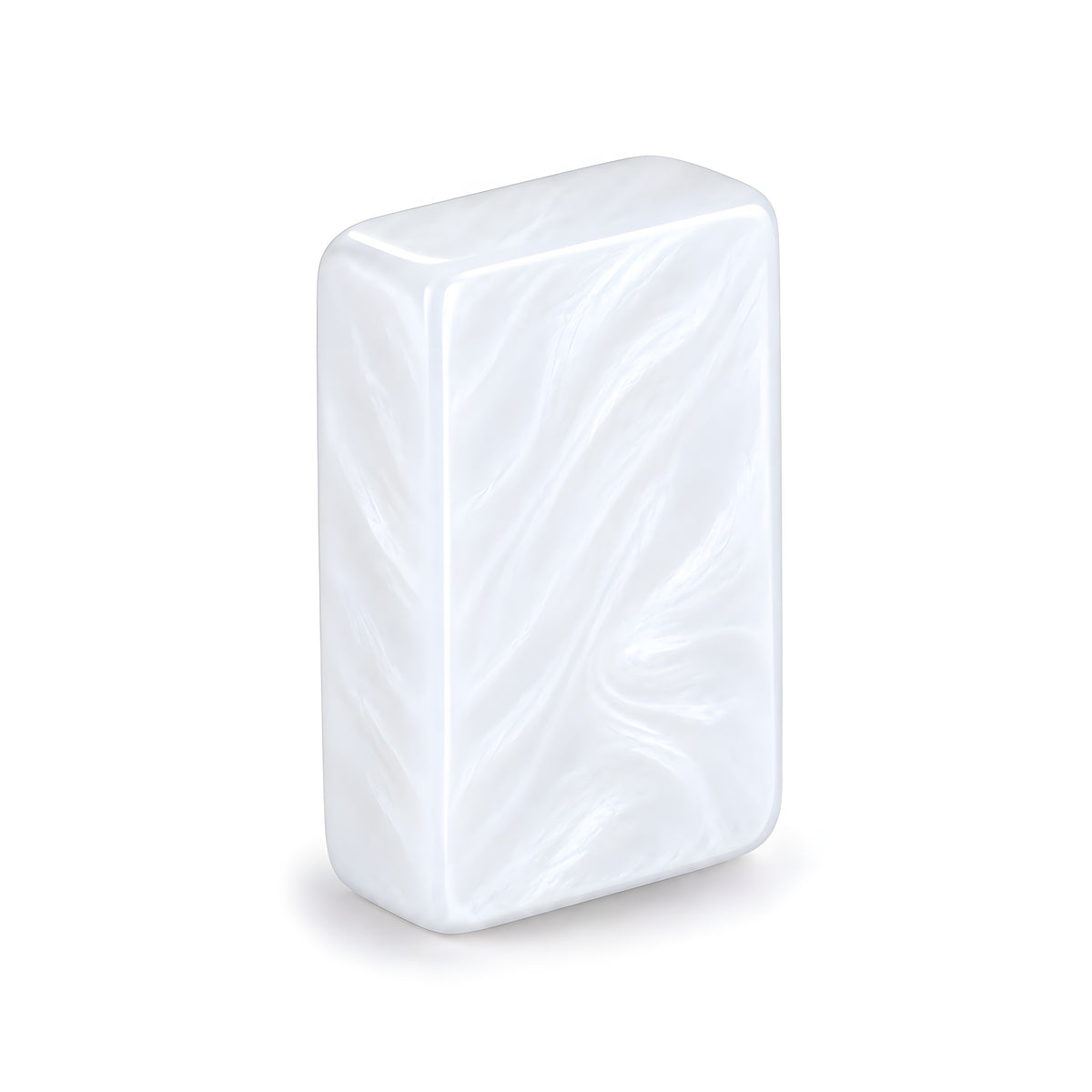 Single Princess Pearl mahjong tile from the back, showing the pearly white swirled acrylic
