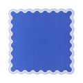 Plain royal blue mahjong mat with a white and pale blue scalloped border, shown flat from above on white