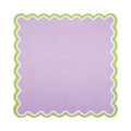 Plain lilac mahjong mat with a white and apple green scalloped border, shown flat from above on white
